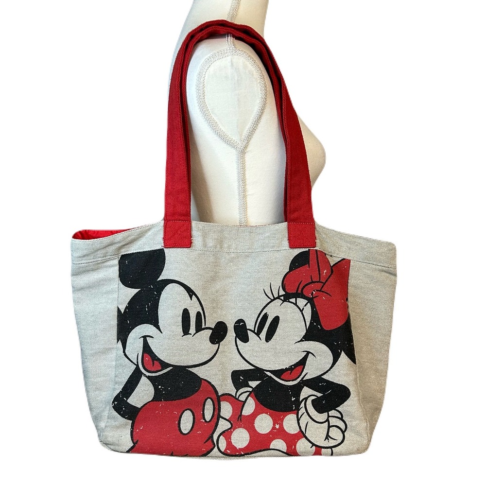 Disney Store Mickey Minnie Mouse Tote Shoulder Bag Canvas Resort Vacation Travel